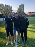 Da sinistra: il vice-allenatore Daniele Basso, il direttore sportivo Gabriele Fassina e il mister Manolo Destro